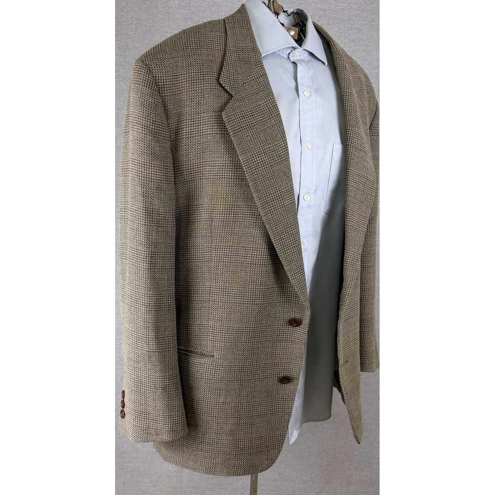 Assets Andrew Fezza Saks Fifth Avenue Mens Blazer Sport Coat Olive Brown Check
